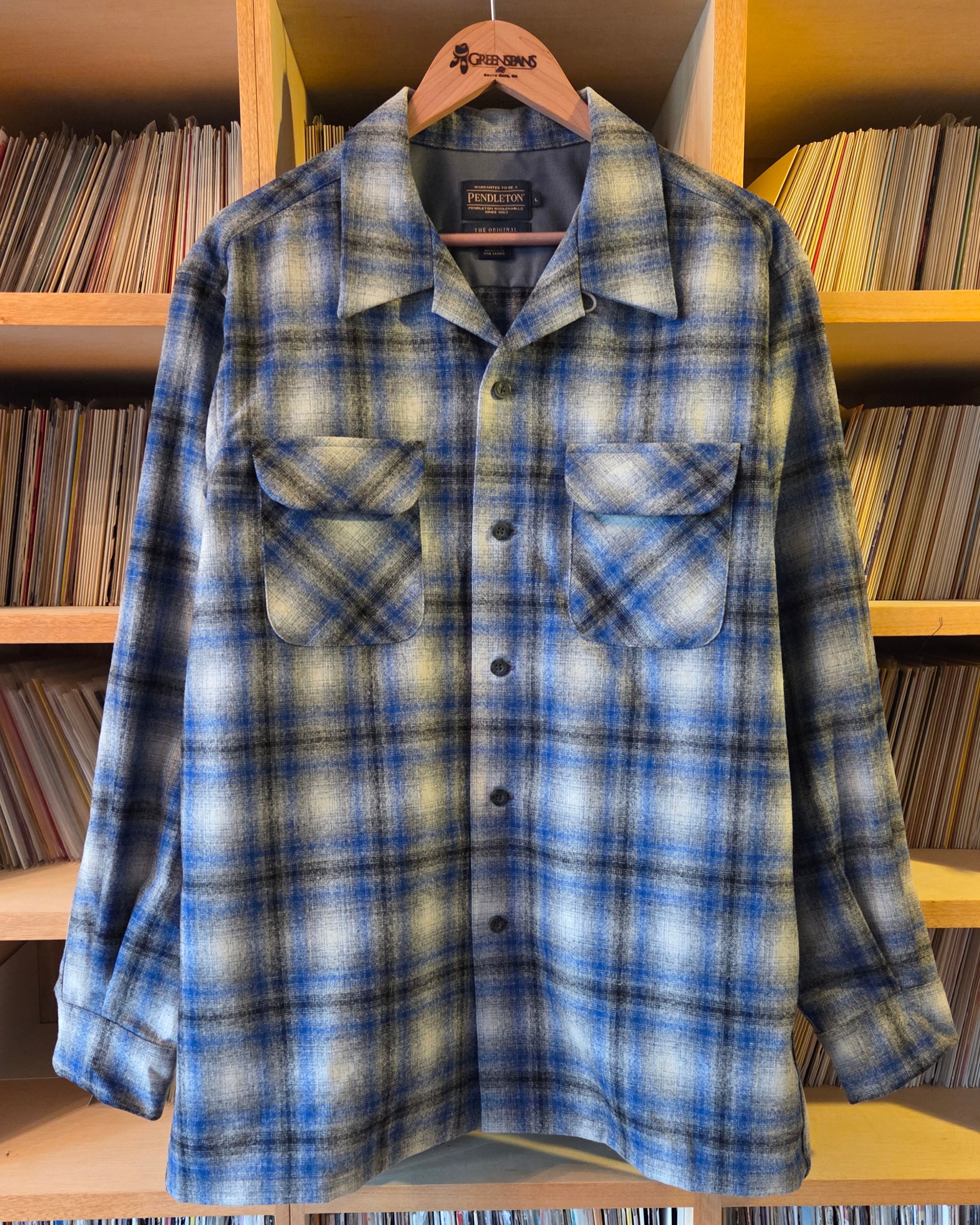 「Pendleton ボードシャツ グレーブルー オンブレ 正面」
