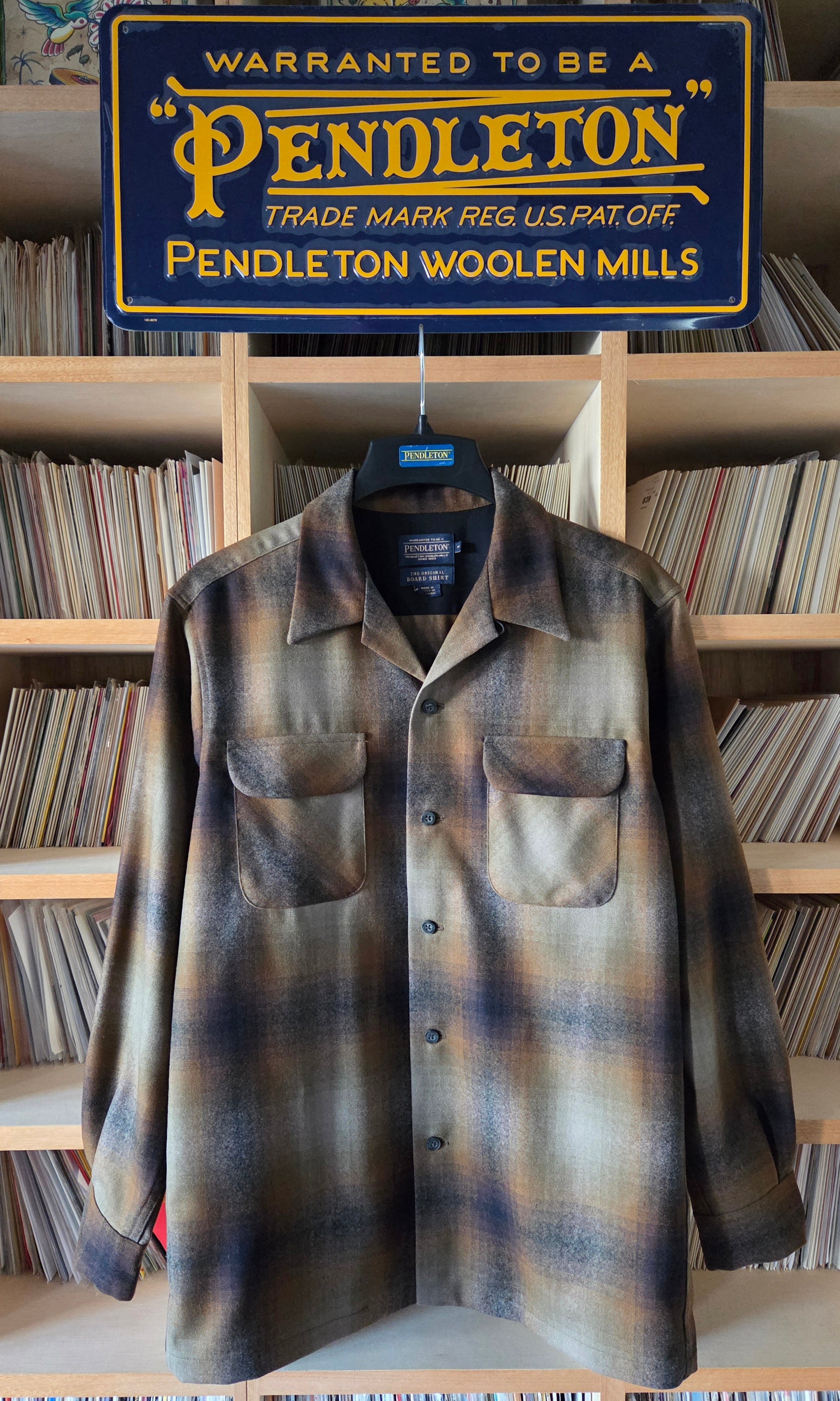 Pendleton Board Shirt Brown Olive Ombre