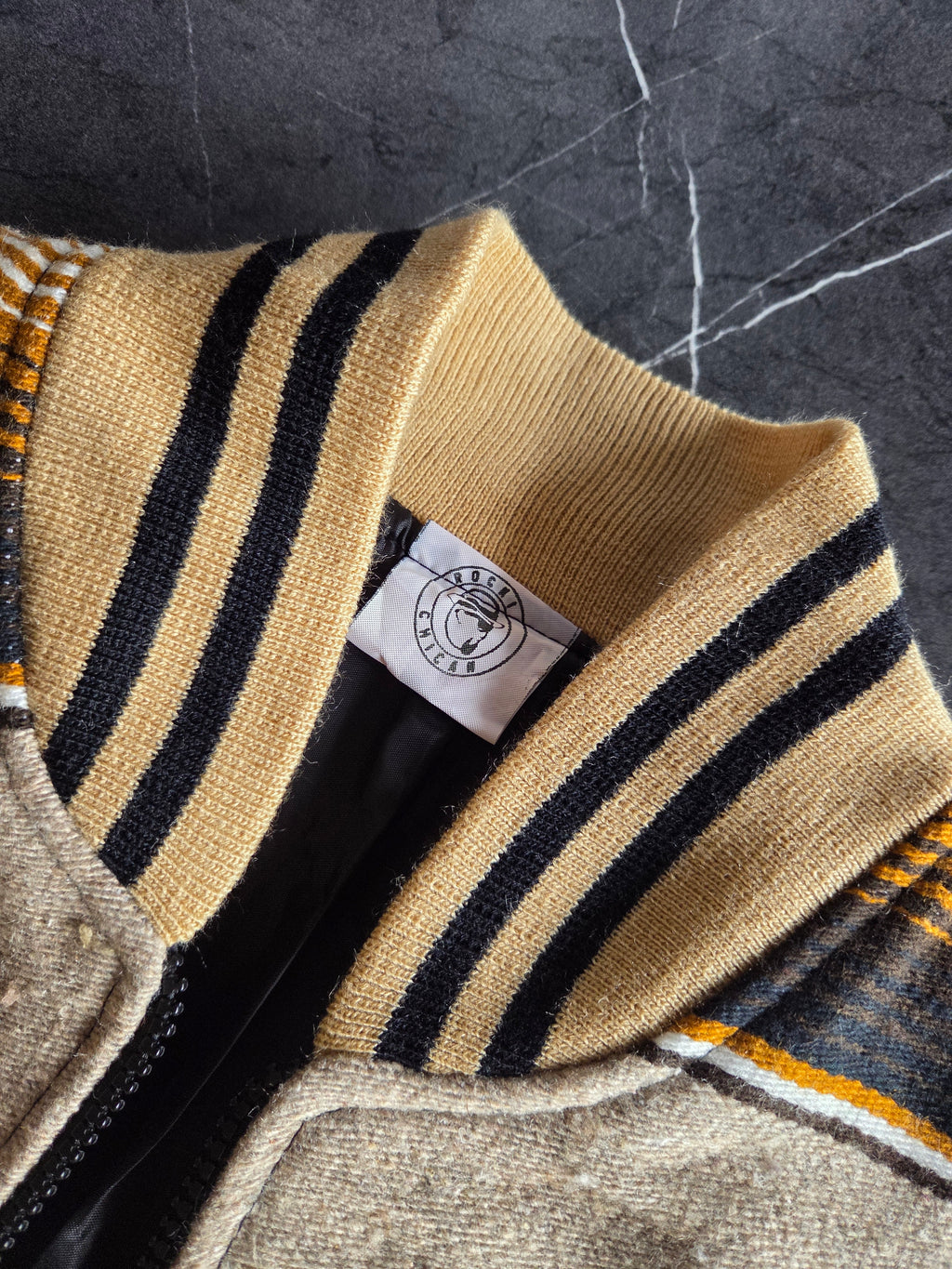 "Rockin Chicano" Sarape Bomber Jacket-Brown & Beige