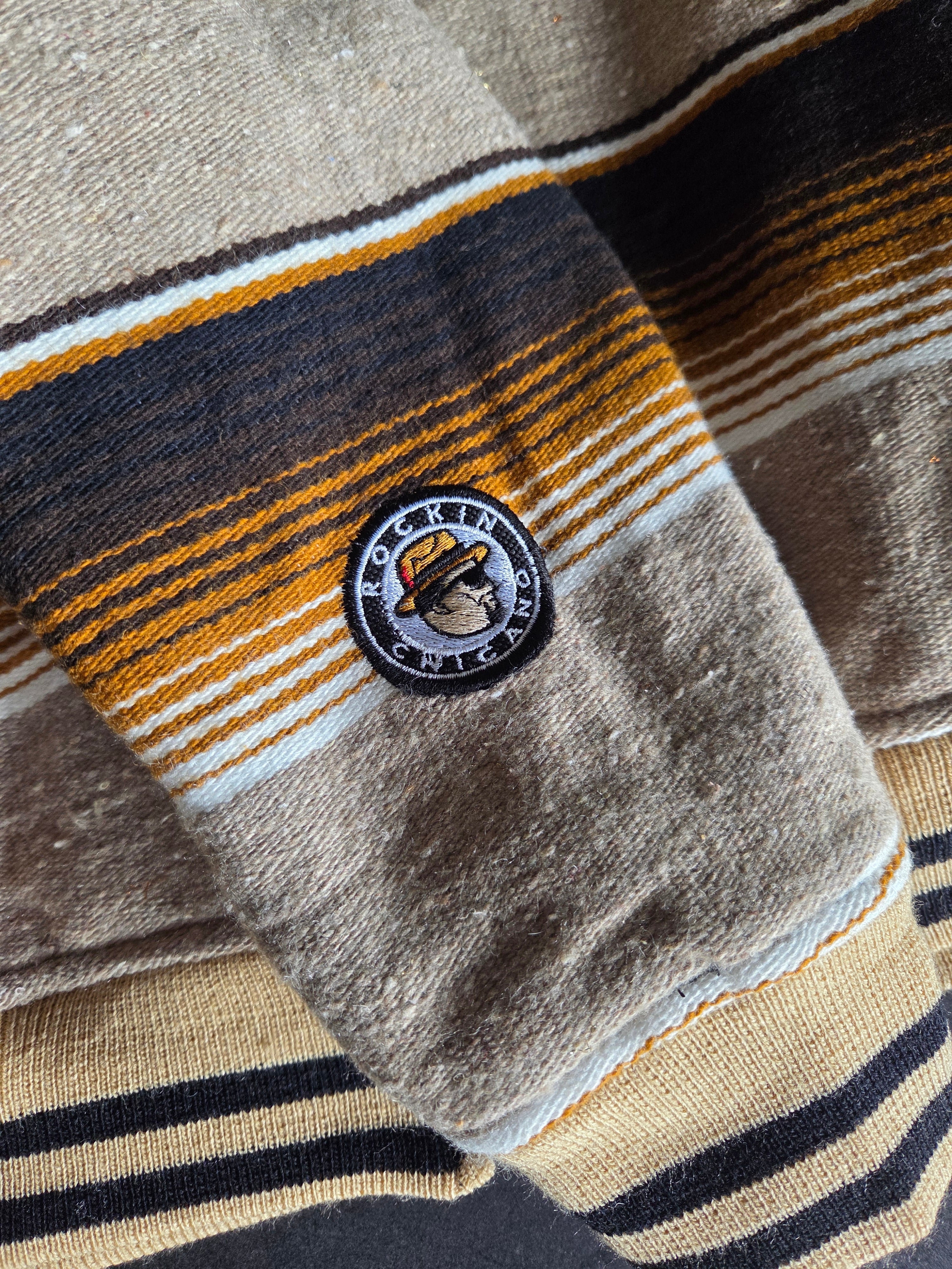 "Rockin Chicano" Sarape Bomber Jacket-Brown & Beige