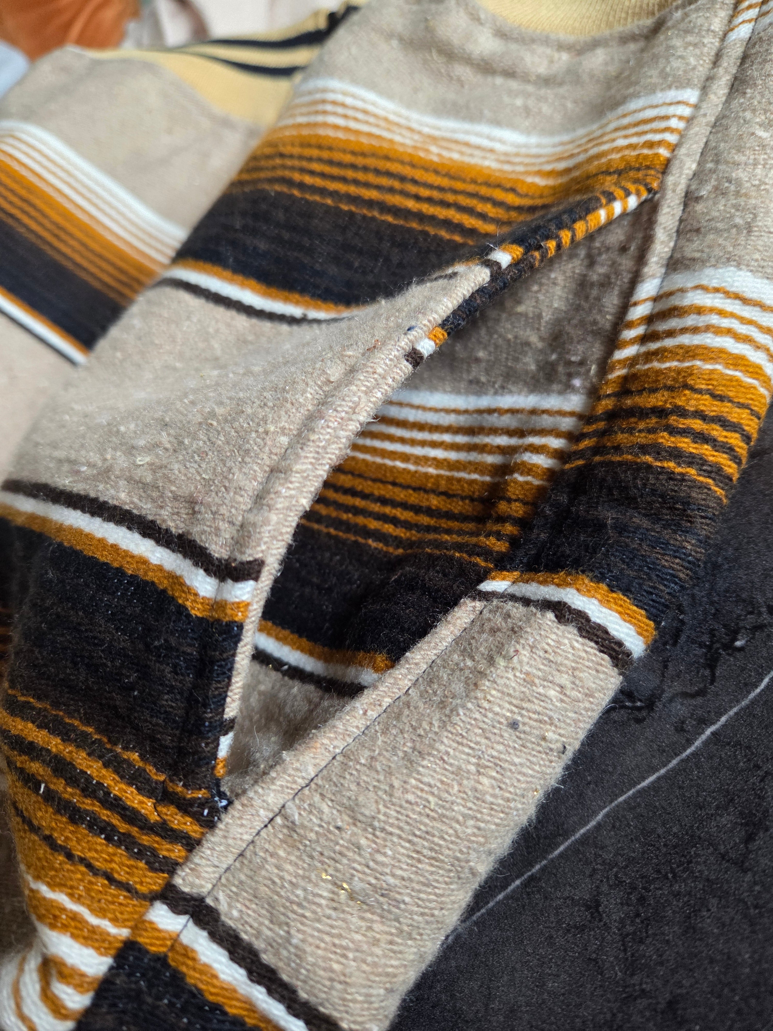 "Rockin Chicano" Sarape Bomber Jacket-Brown & Beige