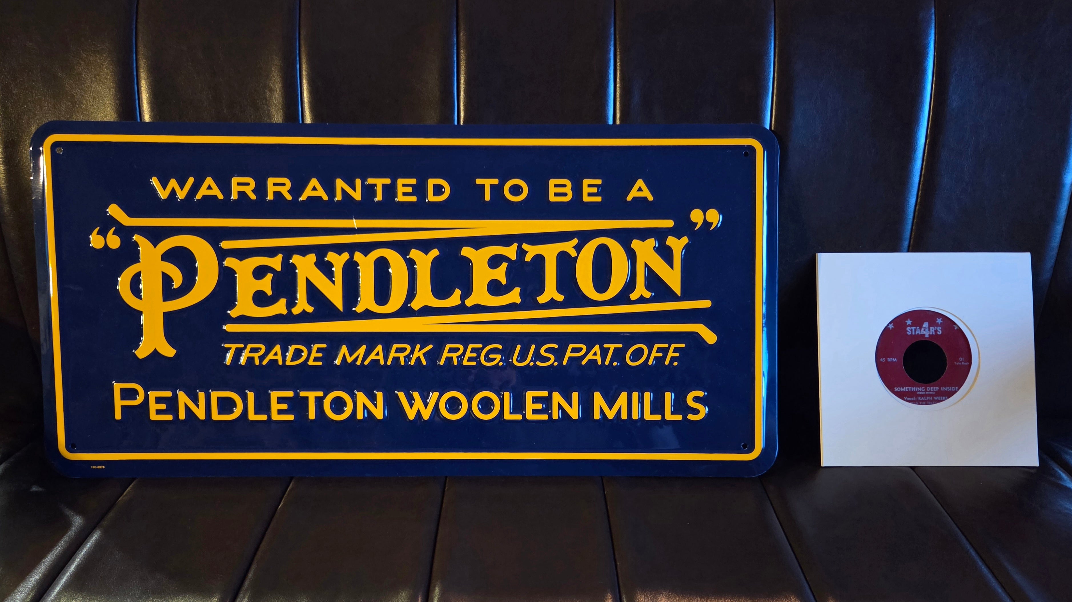 Pendleton Vintage Logo Stamped Metal Wall Sign