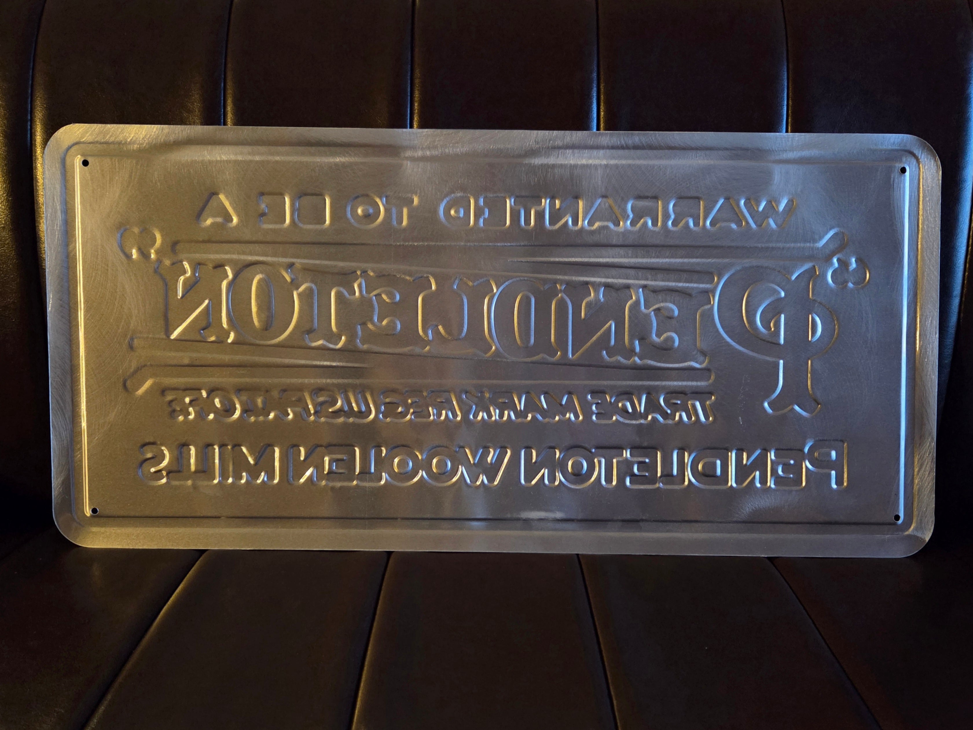 Pendleton Vintage Logo Stamped Metal Wall Sign