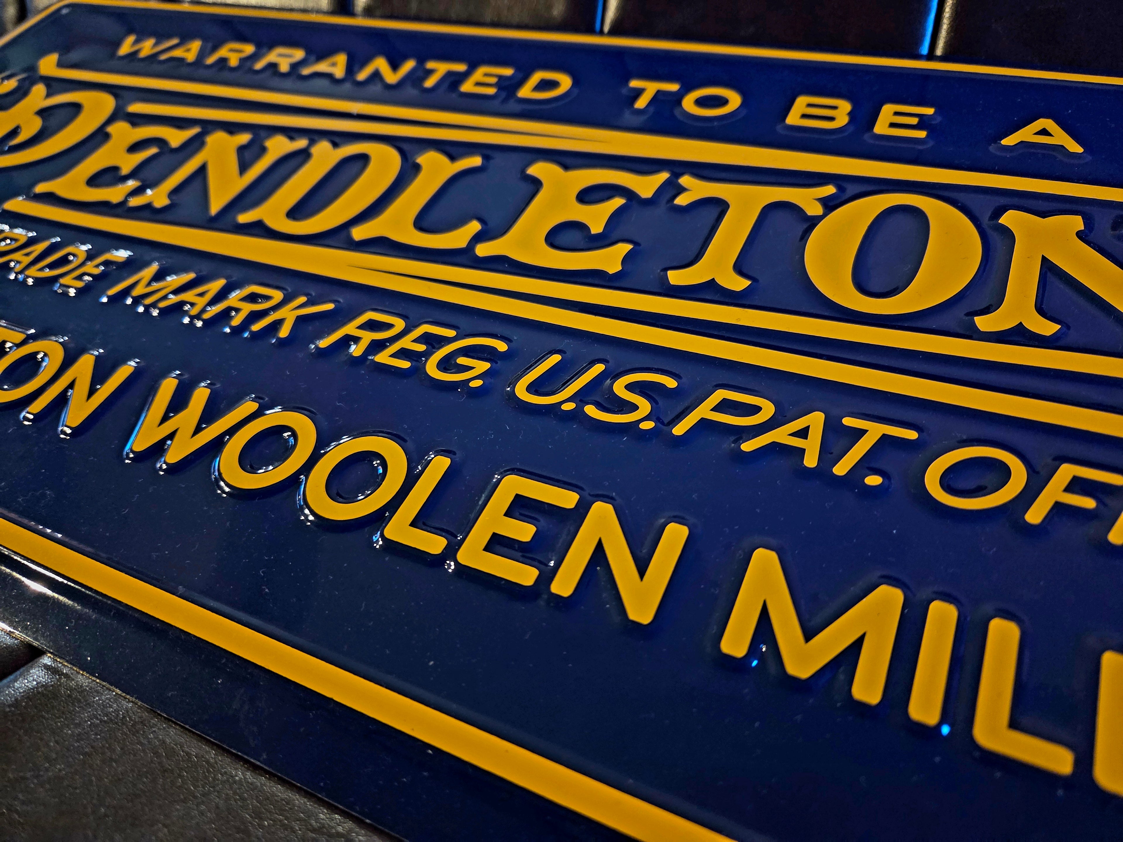 Pendleton Vintage Logo Stamped Metal Wall Sign