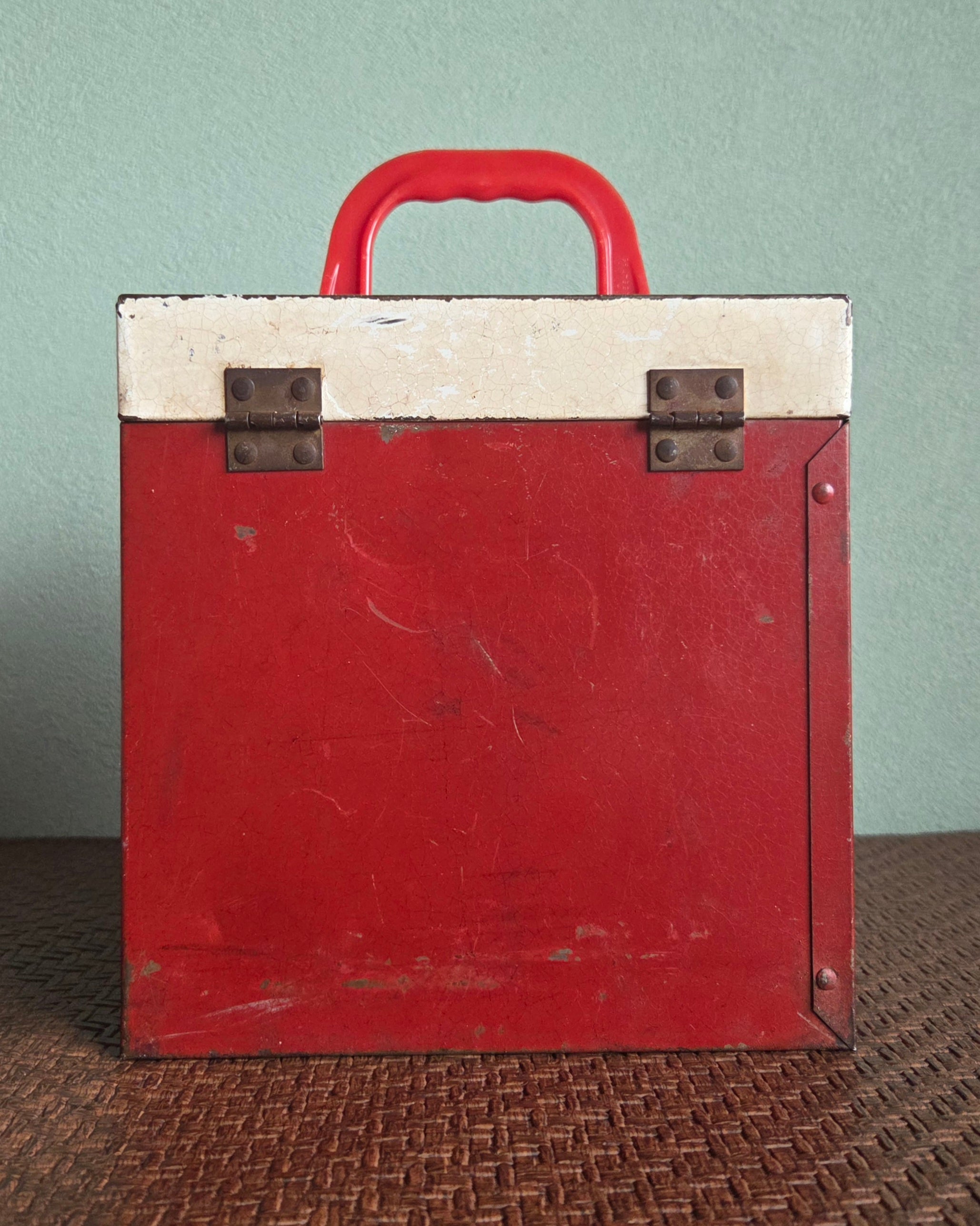 Vintage 45RPM Record Strage Metal Box 2-Tone