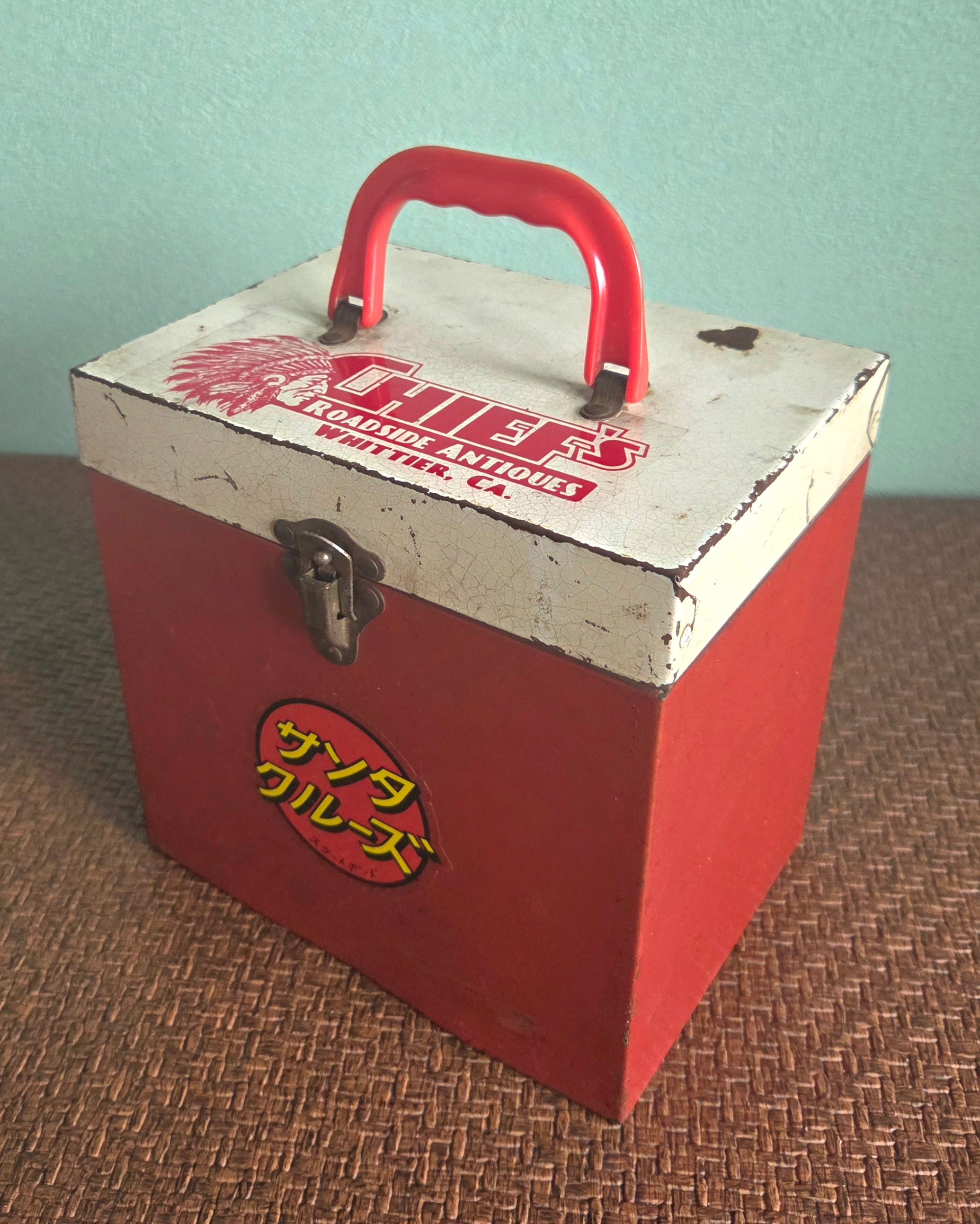 Vintage 45RPM Record Strage Metal Box 2-Tone
