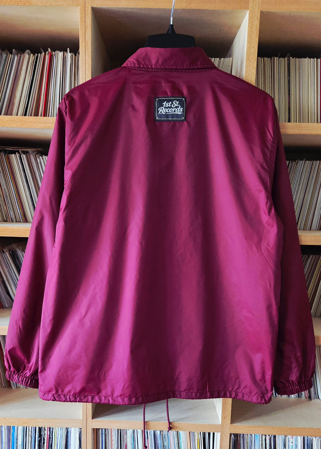 1st St. RECORDS ORIGINAL NYLON COACH JACKET Burgundy
