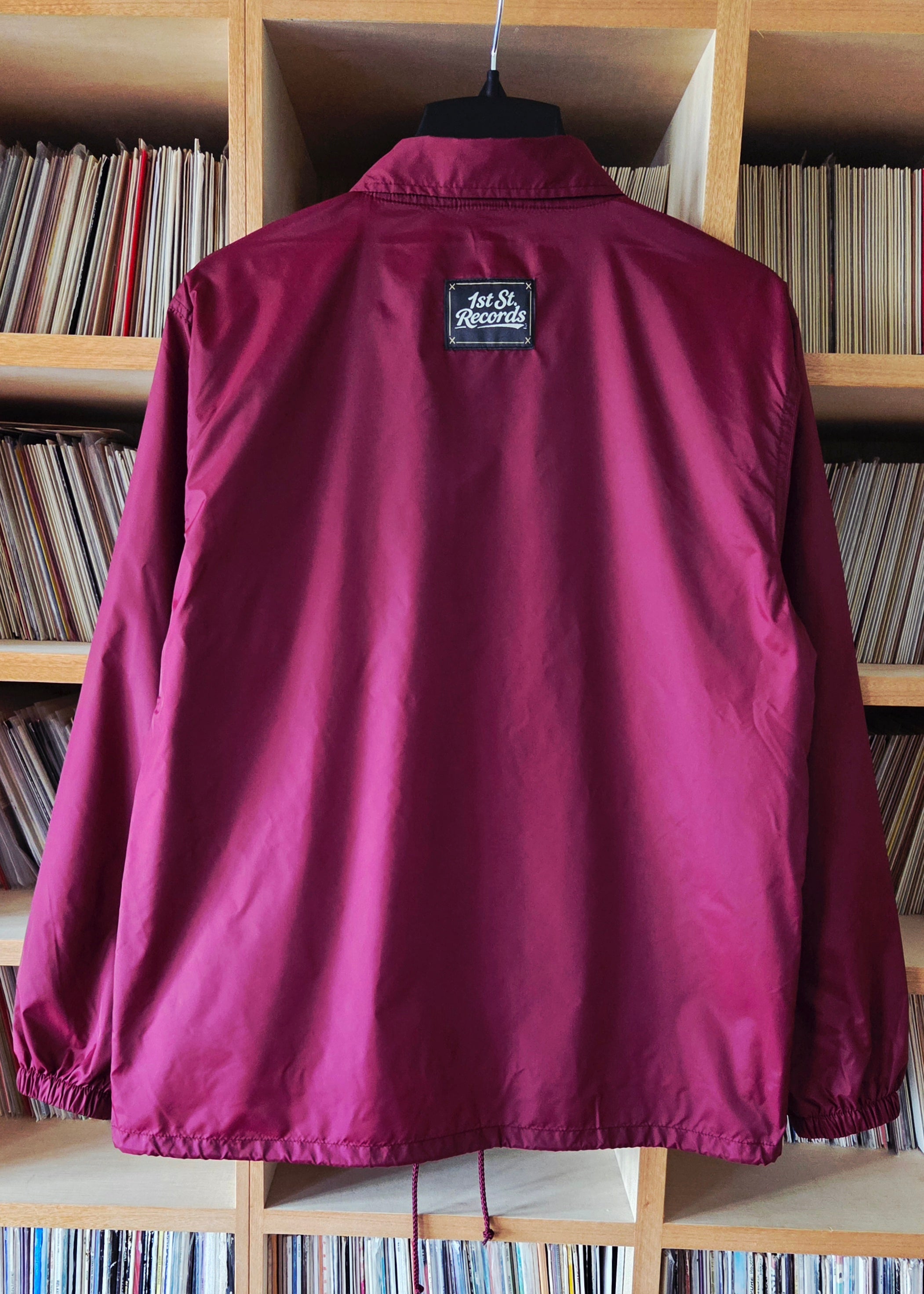 1st St. RECORDS ORIGINAL NYLON COACH JACKET Burgundy