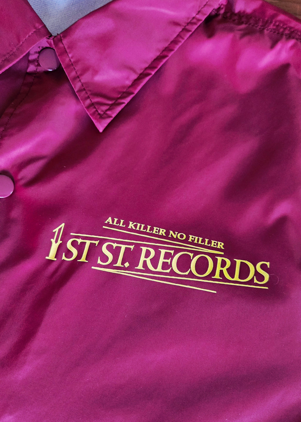 1st St. RECORDS ORIGINAL NYLON COACH JACKET Burgundy