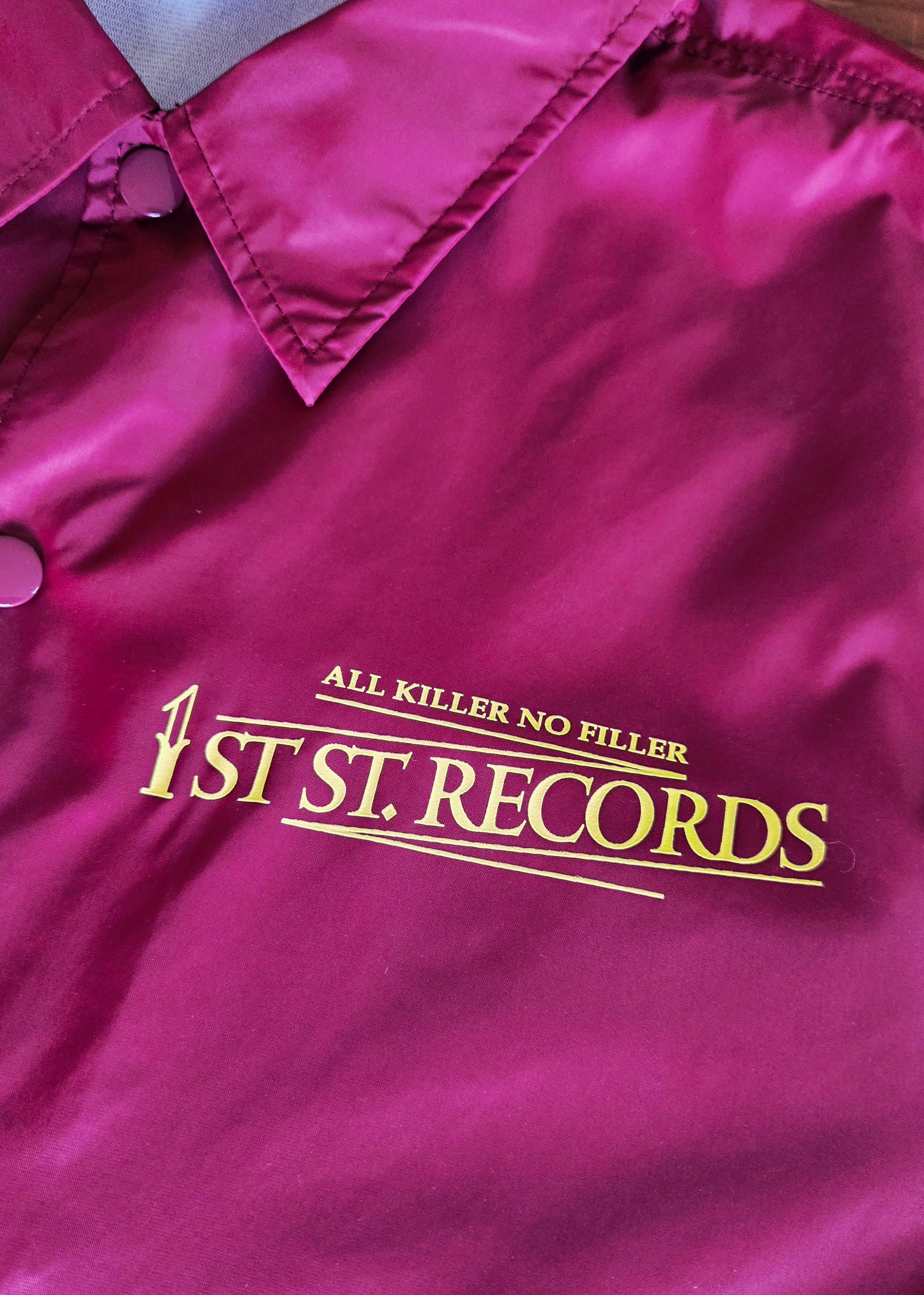 1st St. RECORDS ORIGINAL NYLON COACH JACKET Burgundy