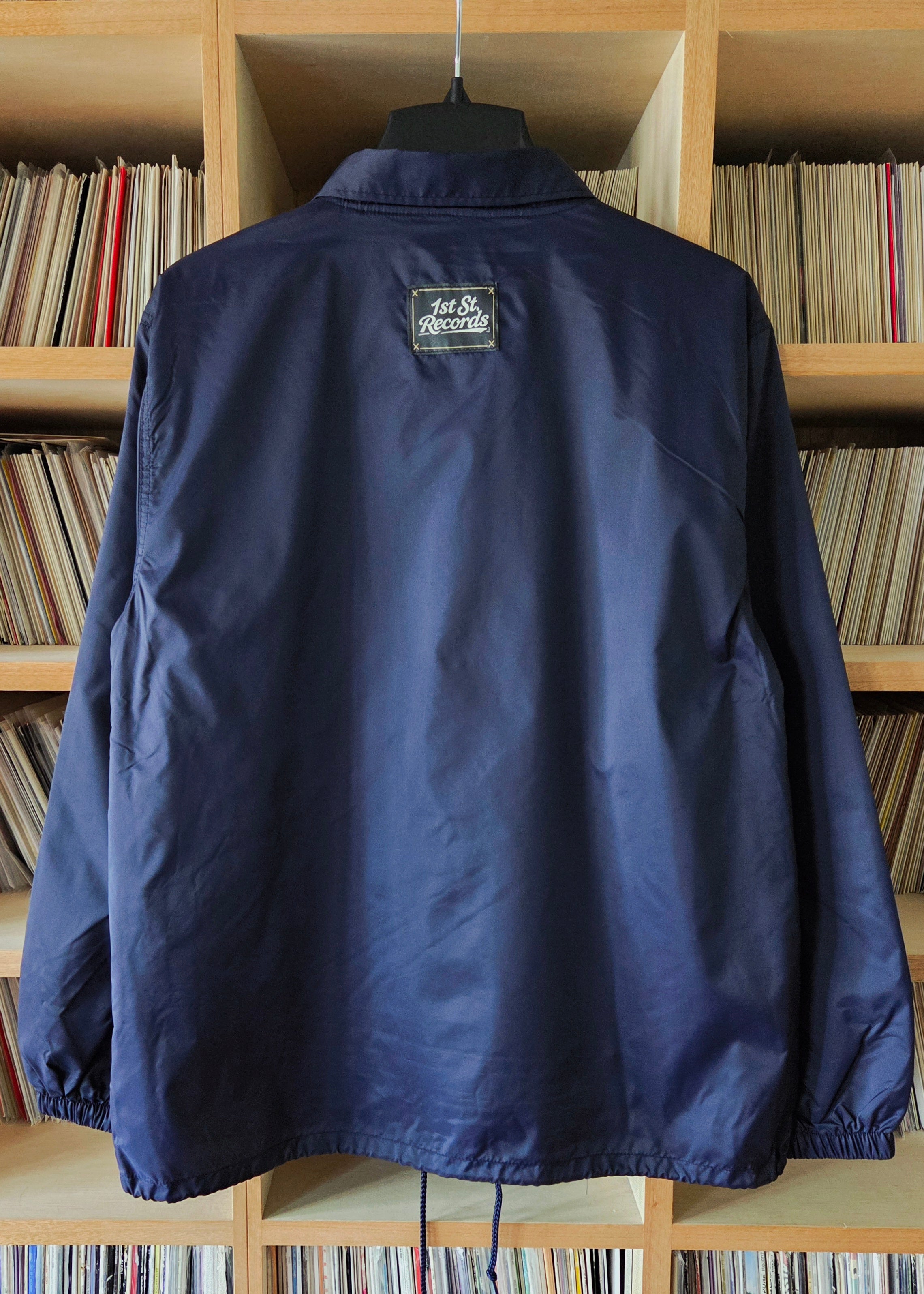 1st St. RECORDS ORIGINAL NYLON COACH JACKET NAVY