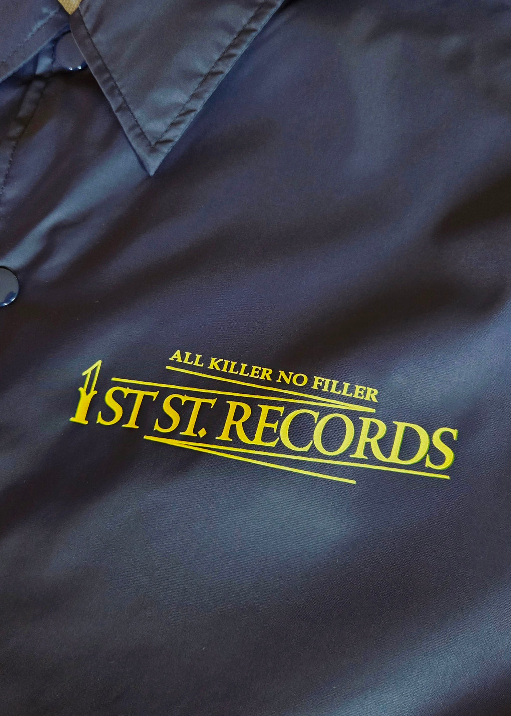 1st St. RECORDS ORIGINAL NYLON COACH JACKET NAVY