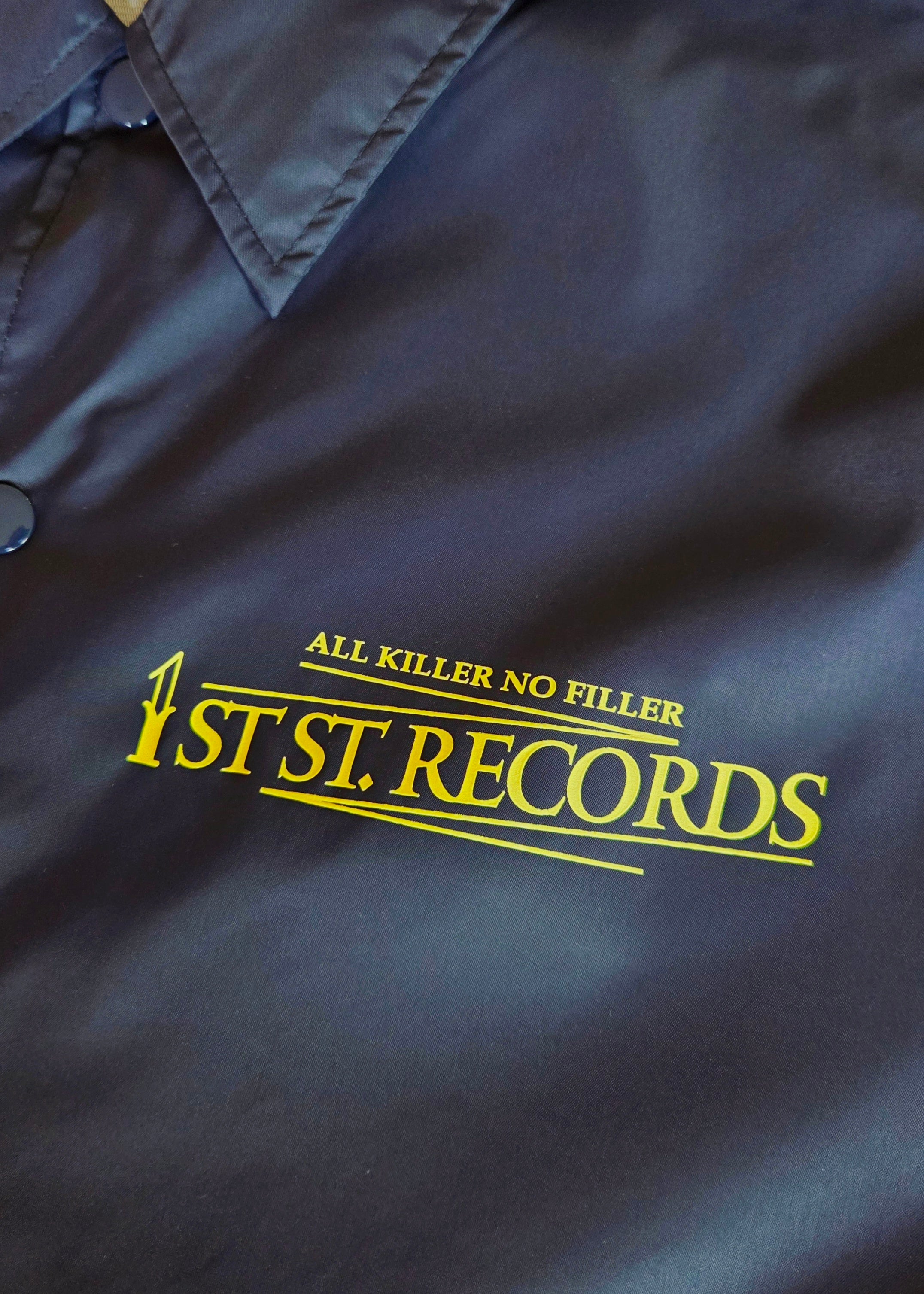 1st St. RECORDS ORIGINAL NYLON COACH JACKET NAVY