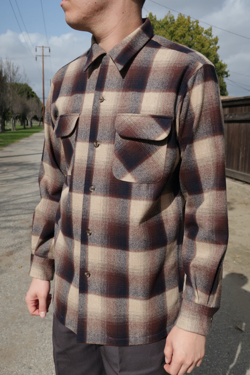 Pendleton Fall 2023 Wool Board Shirt Brown Navy Ombre 1981 Throwback