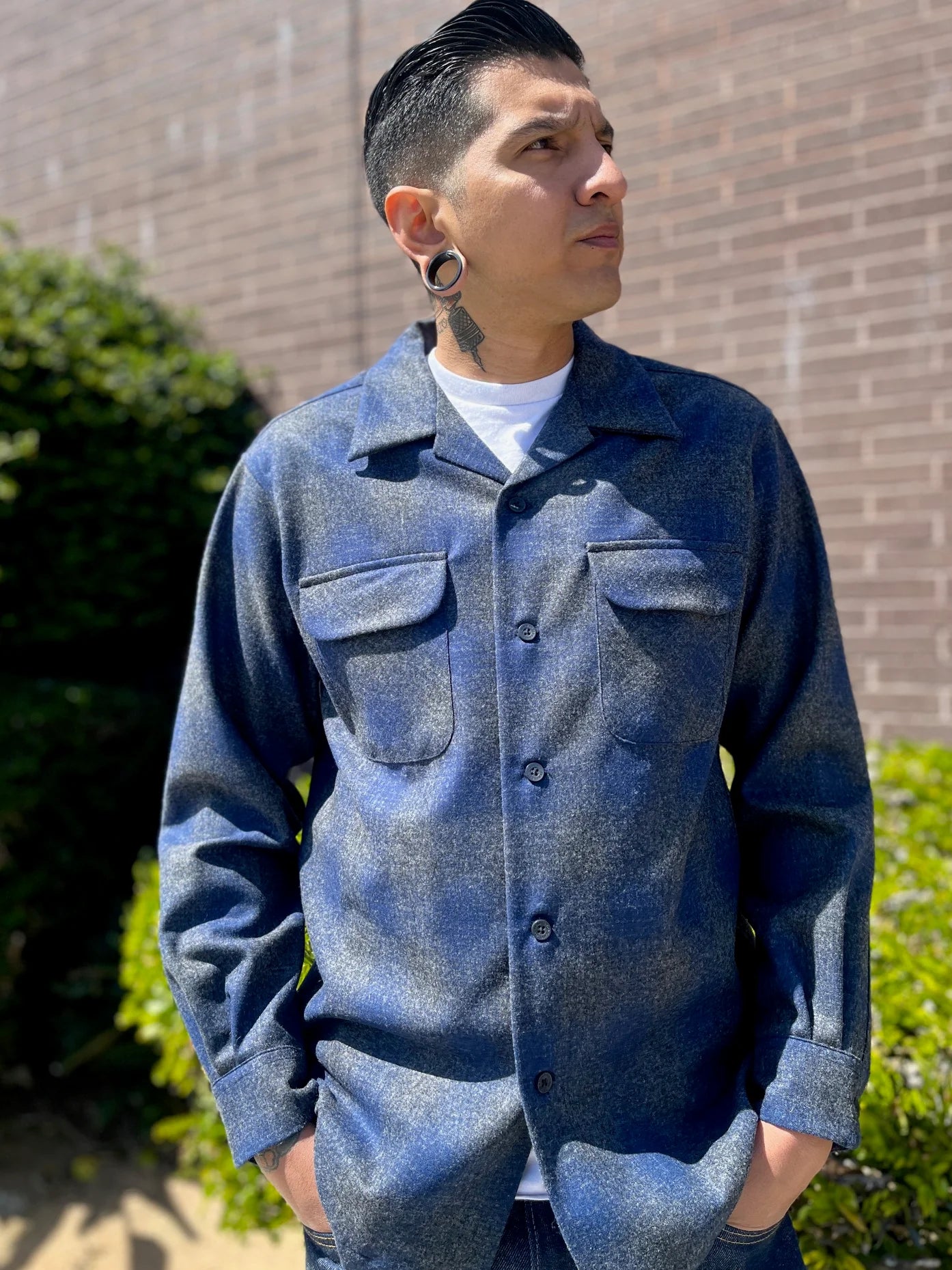 Pendleton Board Shirt Navy Oxford Mix Ombre