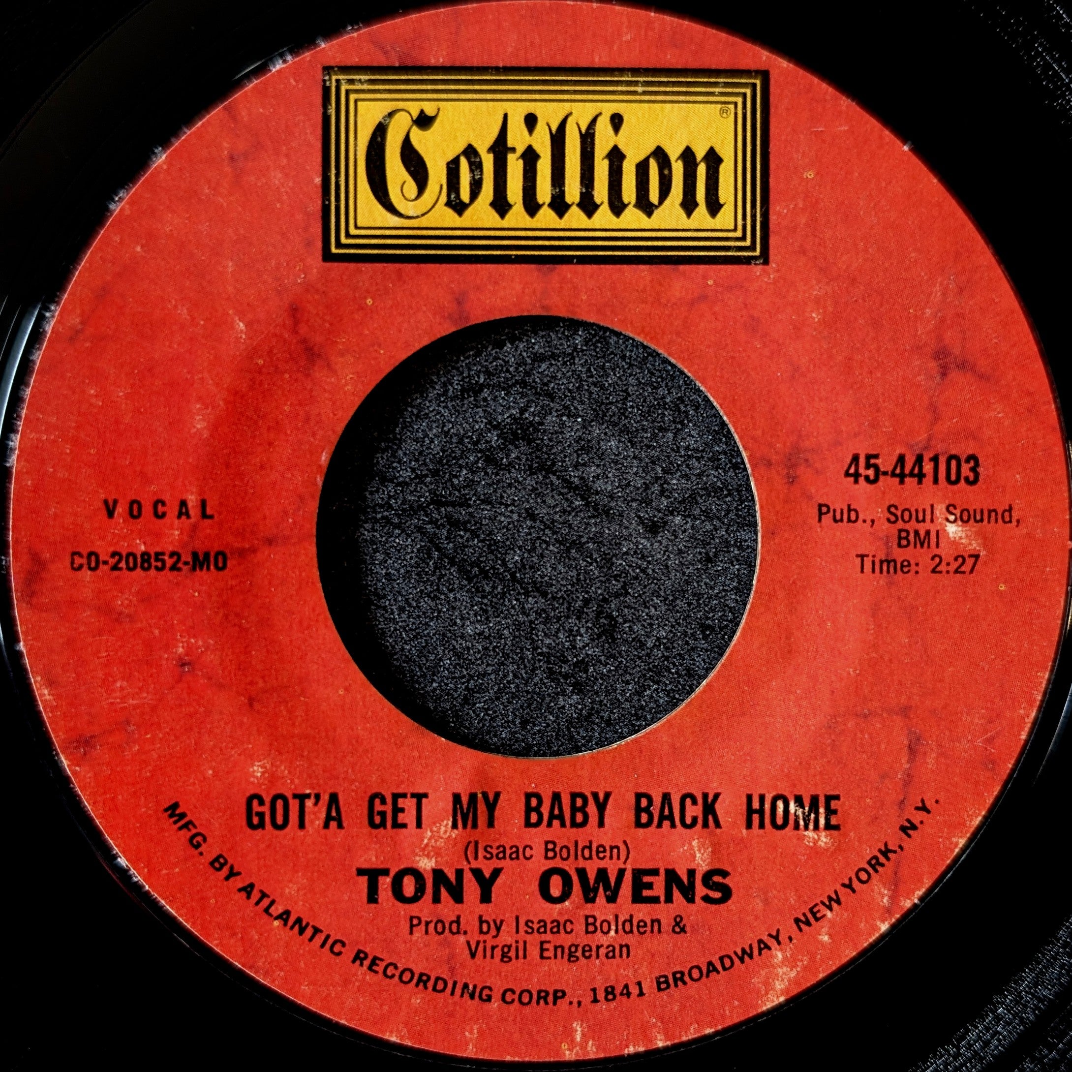Tony Owens-Confessin' a feeling/Got' a get my baby back home