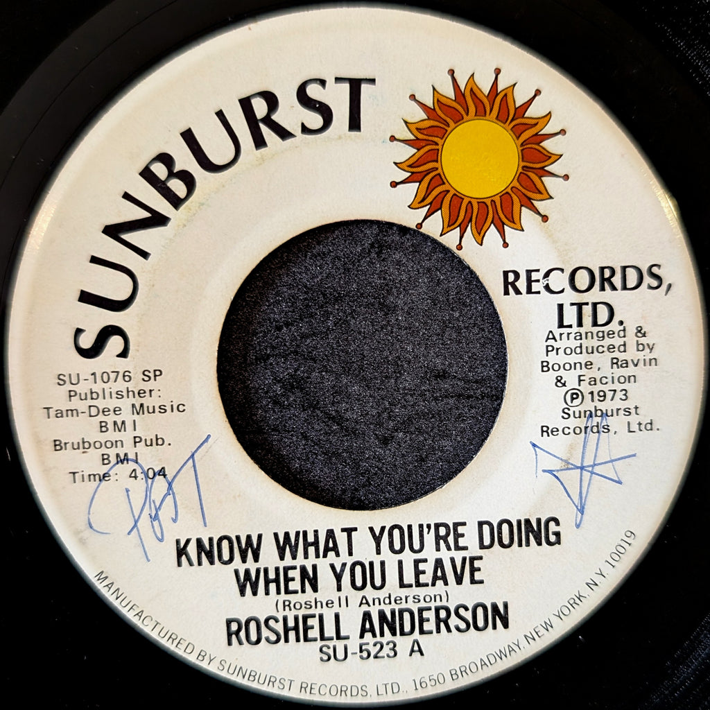 Roshell Anderson-Jesse Boone & The Astros-Know what you're doing when you leave/No particular one