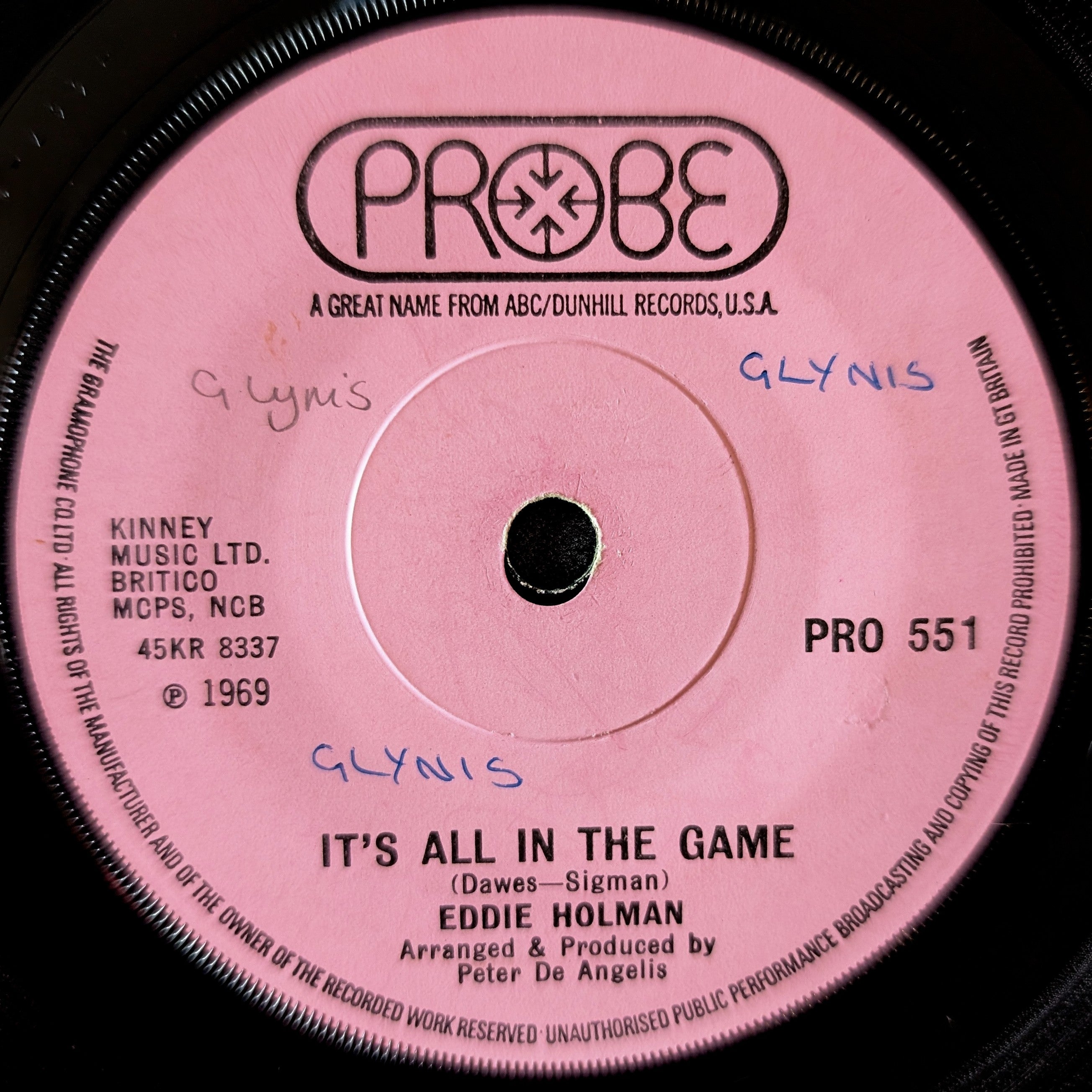 Eddie Holman-(Hey there)Lonely girl/It's all in the game