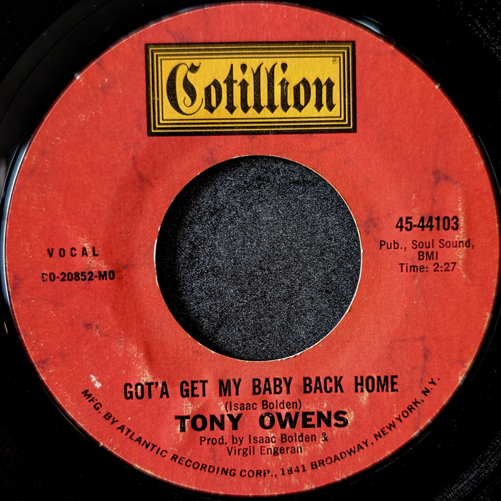 Tony Owens-Confessin' A Feeling/Got' A get my baby back home