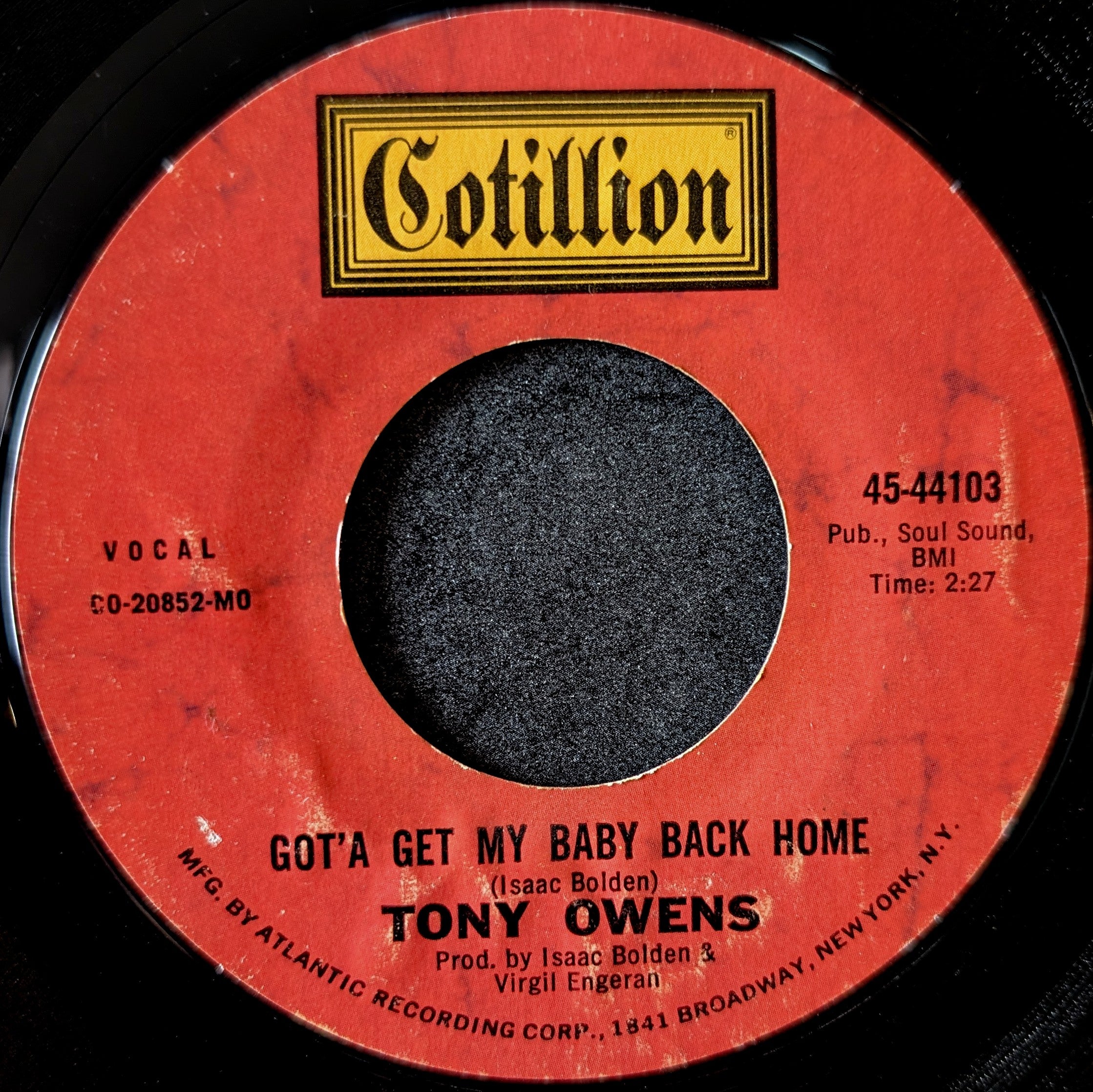Tony Owens-Confessin' A Feeling/Got' A get my baby back home