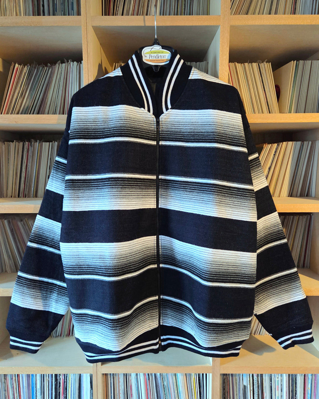 Sarape Bomber Jacket-Navy,White & Gray