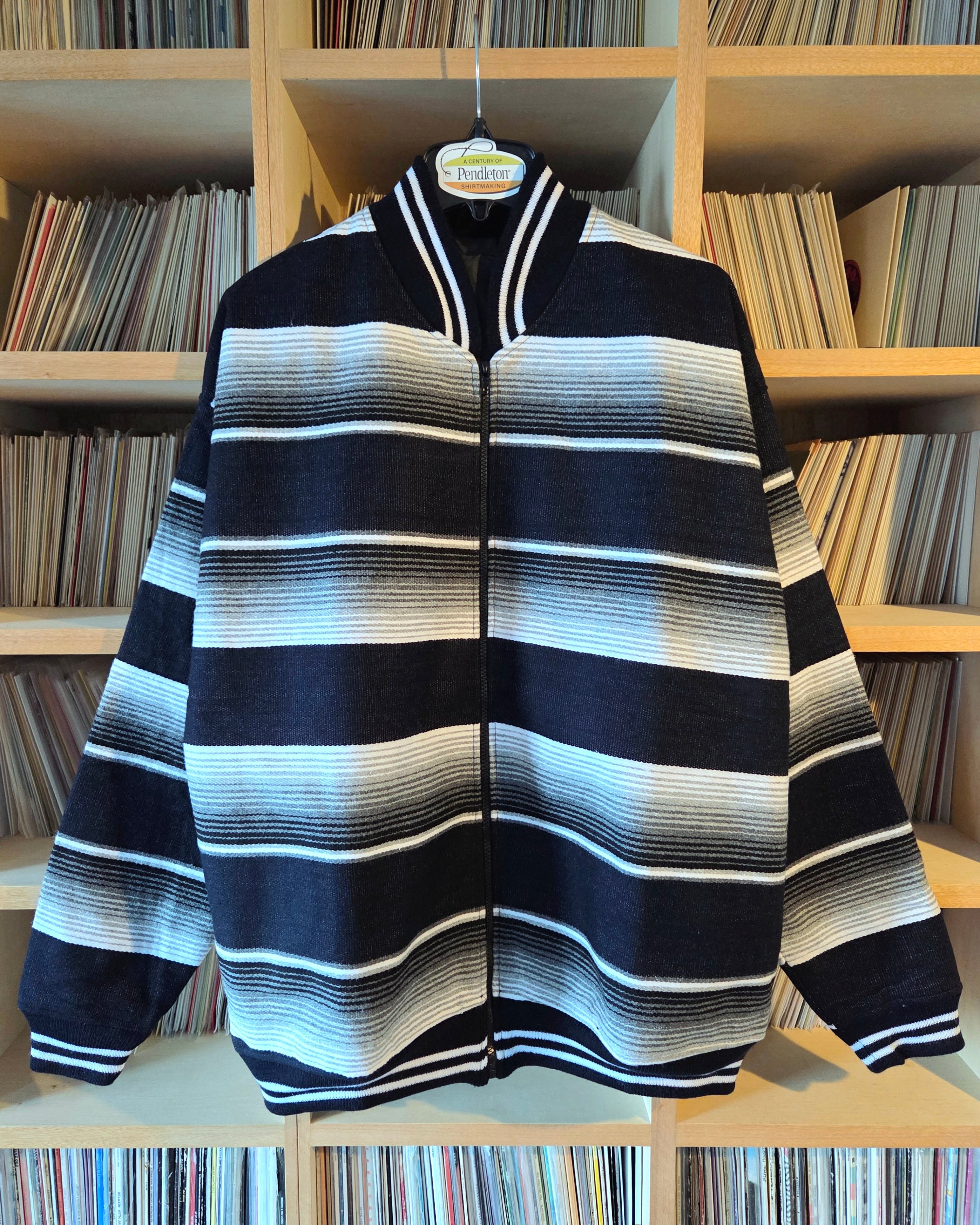 Sarape Bomber Jacket-Navy,White & Gray