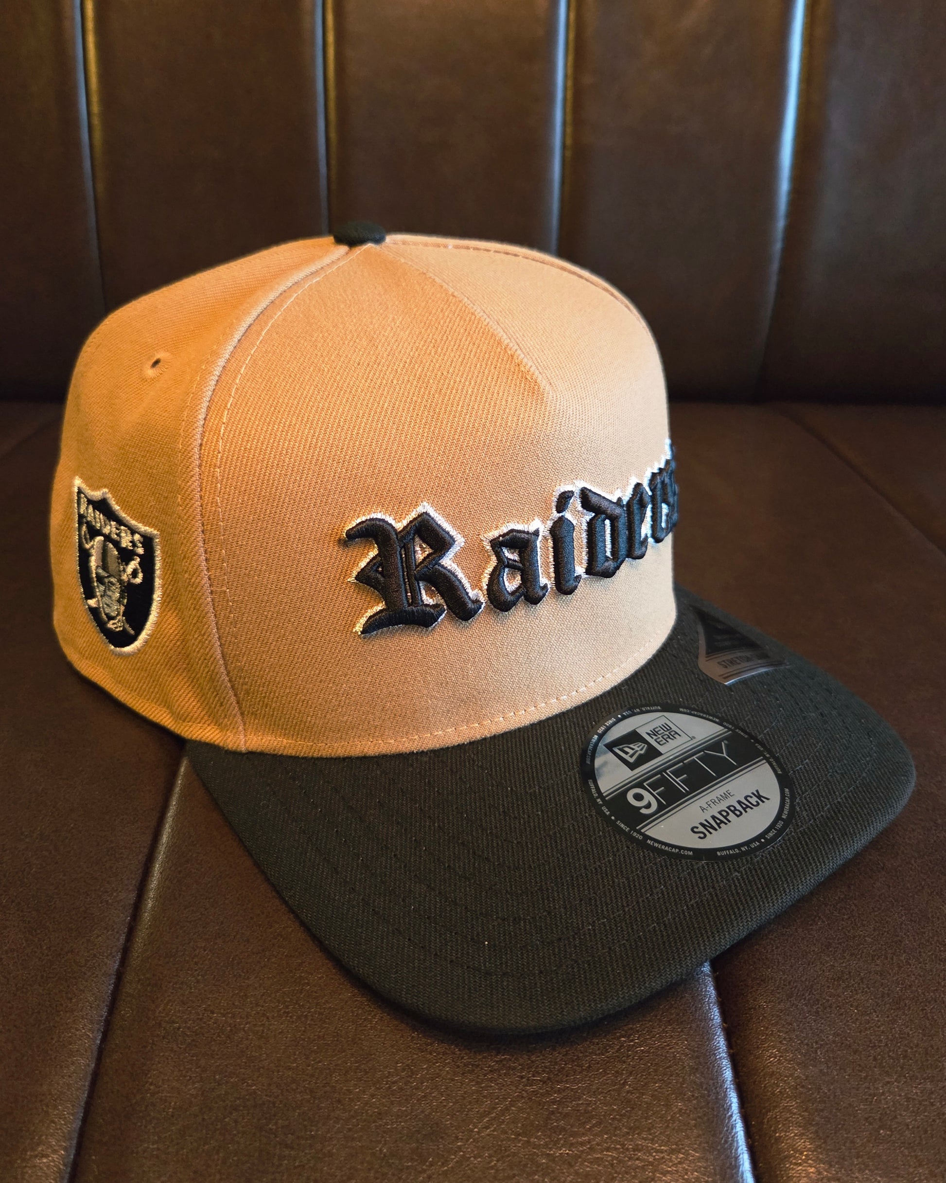 Las Vegas Raiders Khaki Black 2 Tone Team Shield SP 9Fifty A-Frame Snapback