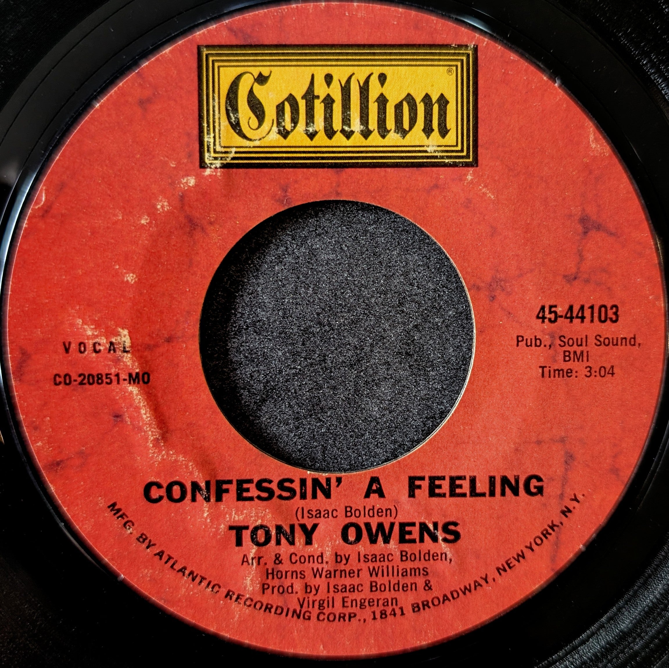 Tony Owens-Confessin' A Feeling/Got' A get my baby back home