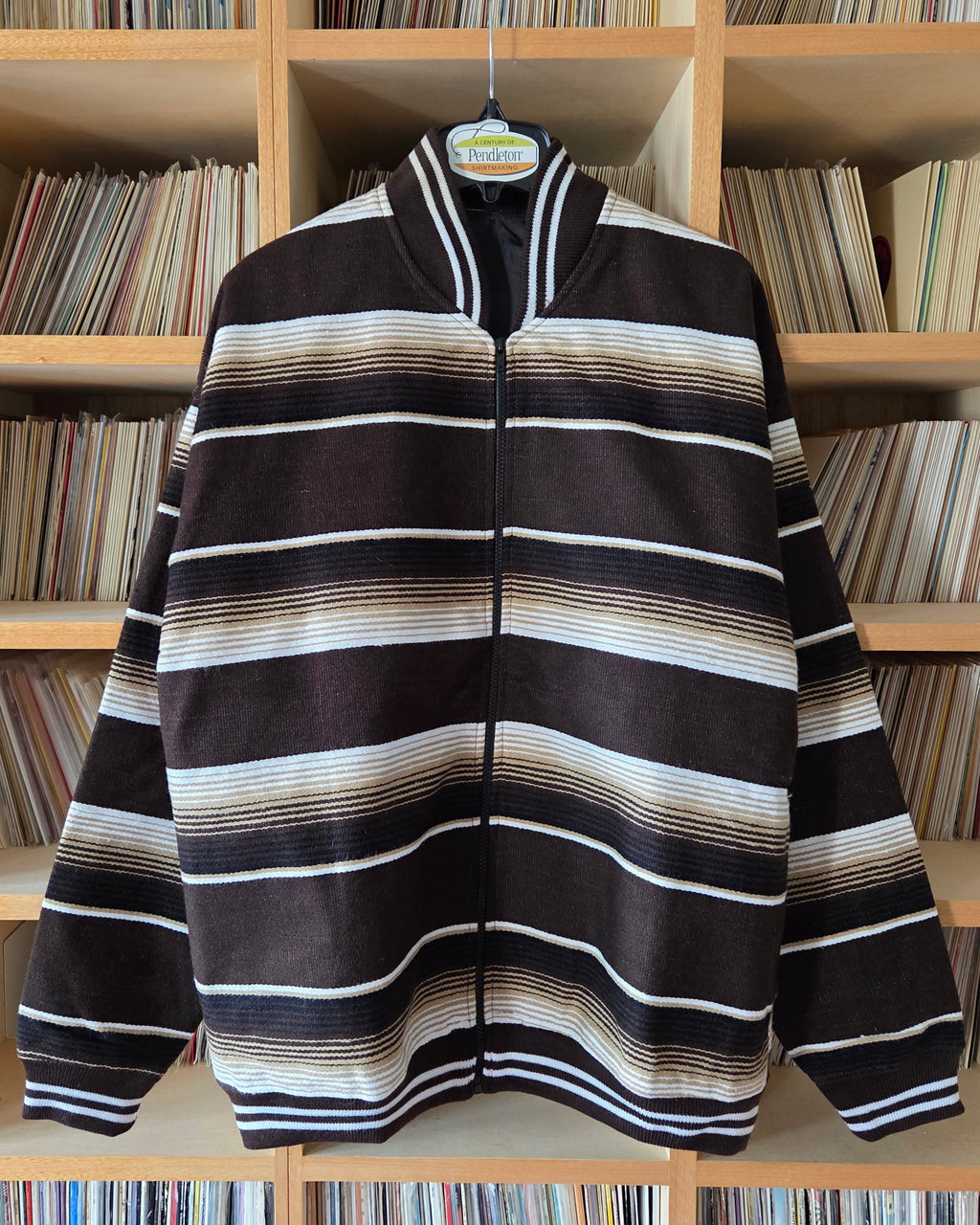 Sarape Bomber Jacket-White,Cream & Chocolate