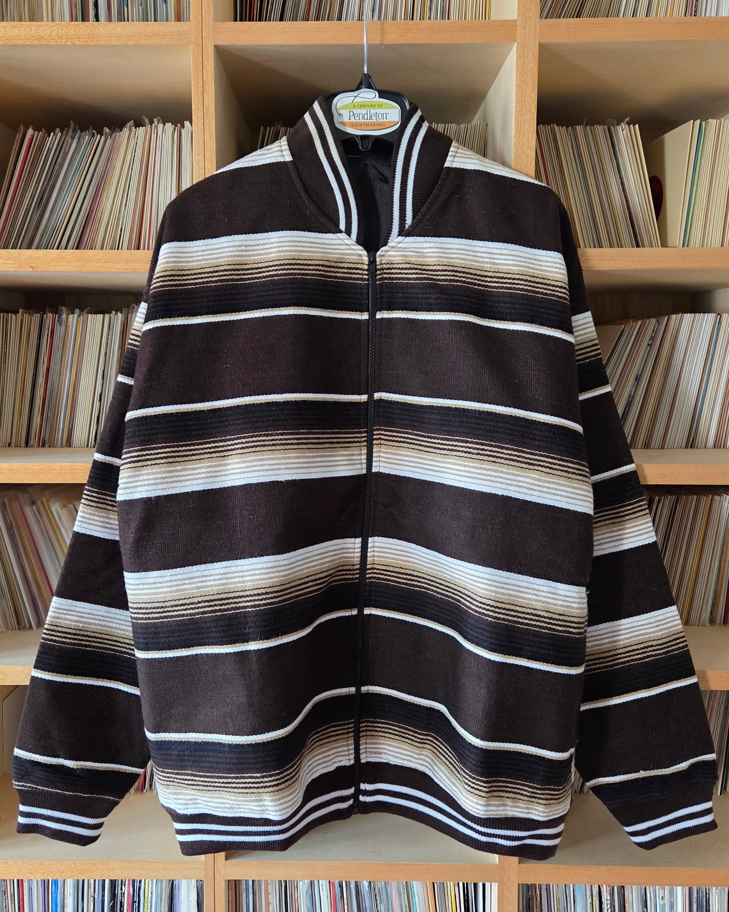 Sarape Bomber Jacket-White,Cream & Chocolate