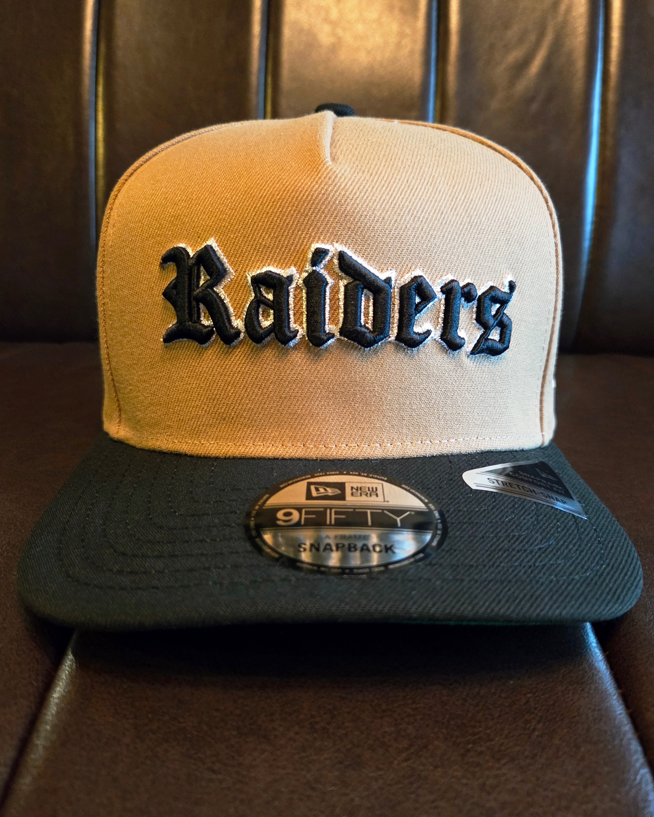 Las Vegas Raiders Khaki Black 2 Tone Team Shield SP 9Fifty A-Frame Snapback